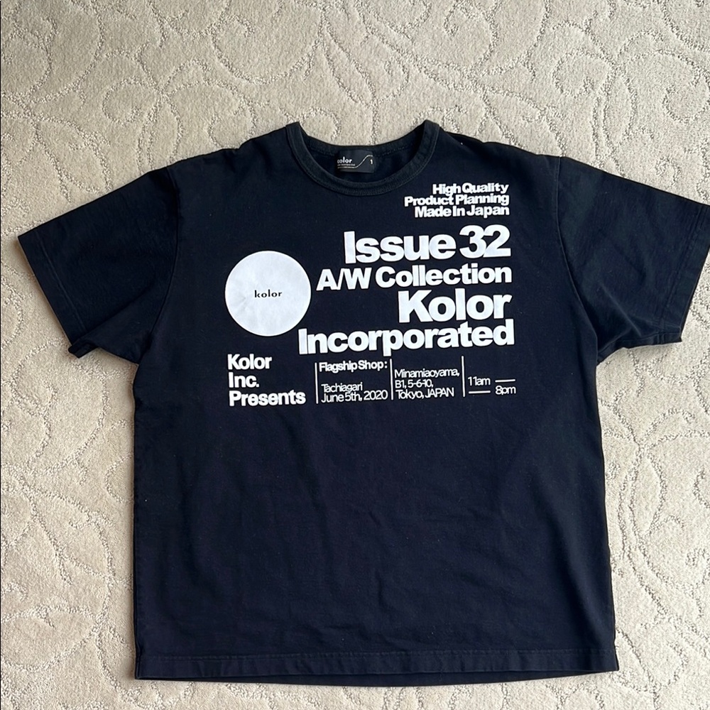 Kolor Black and White Text Tee. Gently used. Made in Japan